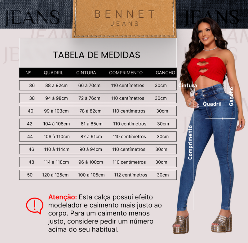 Calça Jeans Skinny Cintura Alta 2 Botões